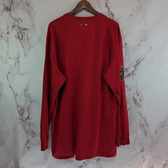 Coogi T Shirt Mens 4XL Red Embroidered Logo Long Sleeve Spellout Vtg Rare Tee - Picture 4 of 13
